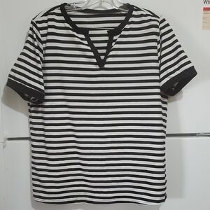 SHEIN Black and White Striped  Blouse Size XL